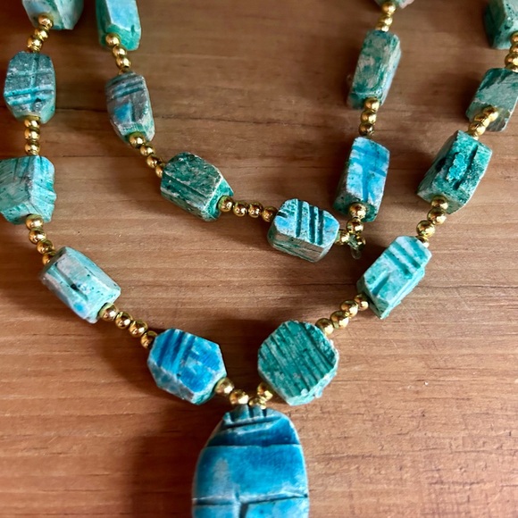 ❤️NEW YEARS SALE Beautiful Egyptian Beetle Scarab Stone Necklace - Picture 3 of 7